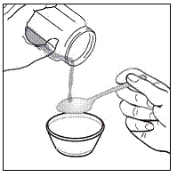 Pour 2 teaspoons of room temperature infant formula into  the container - Illustration