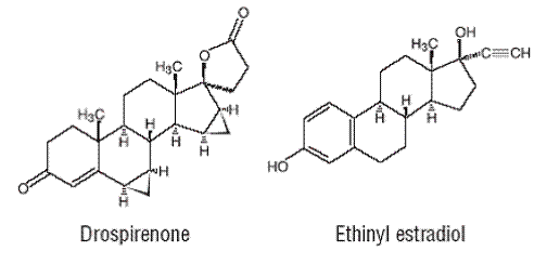 YASMIN (drospirenone/ethinyl estradiol) Structural Formula Illustration